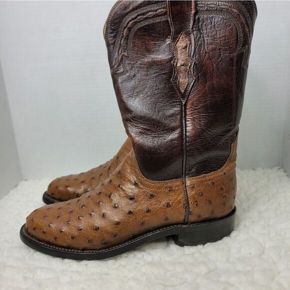 Lucchese 2000 Boots Womens Size 6.5 Brown Quill Ostrich Leather Western Cowboy - Picture 3 of 9